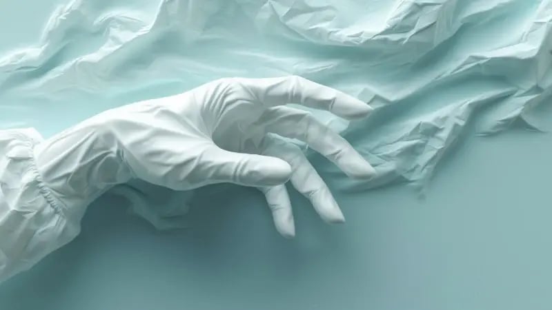3S stylized cleanroom operator hand with nitrile glove