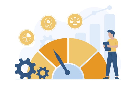 Hand drawn flat design benchmark illustration