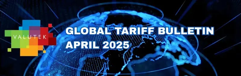 Banner of Valutek's 2025 global tariff bulletin