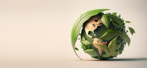 AI generated photo: Leaves forming an eco-friendly Earth-shaped world
